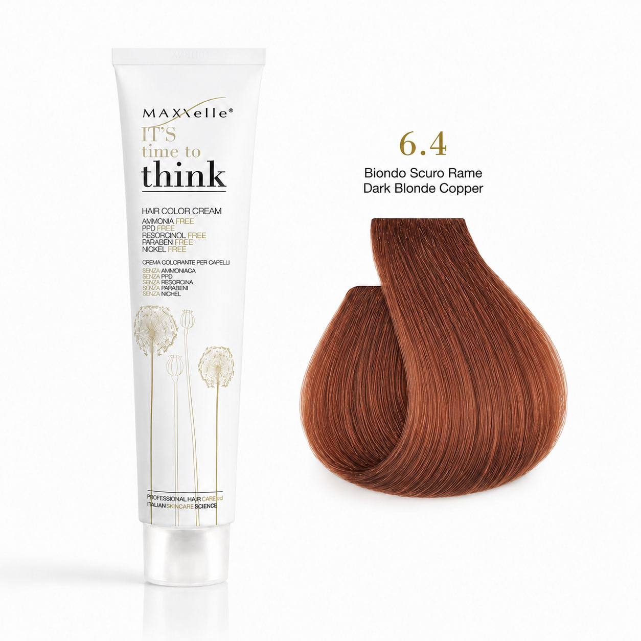 צבע לשיער ללא PPD בלונד כהה נחושת 6.4 MAXXelle THINK