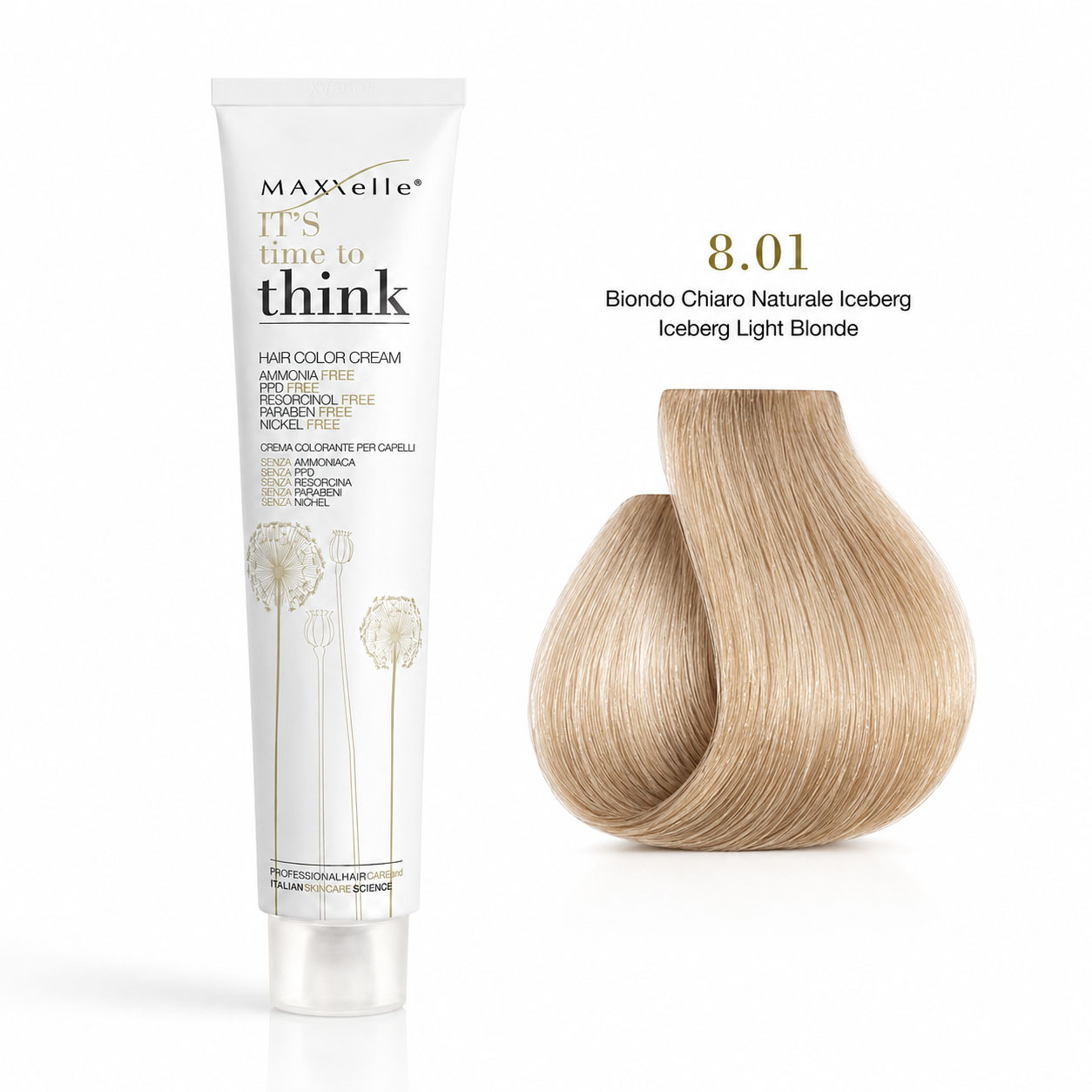 צבע לשיער ללא PPD בלונד בהיר קר 8.01 MAXXelle THINK